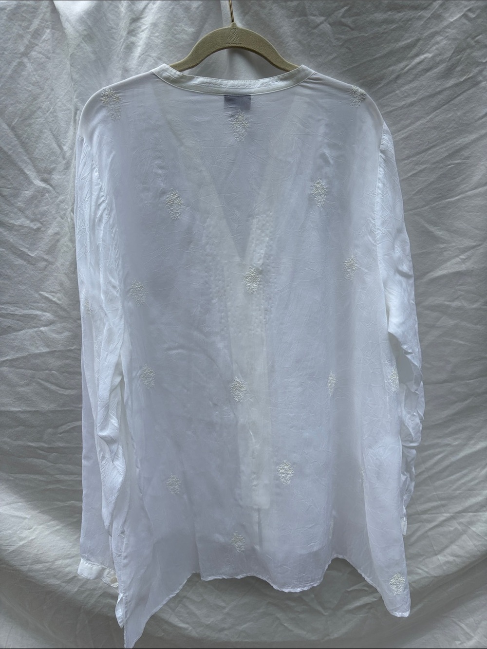 J. Jill White Embroidered Button-Front Tunic - Picture 7 of 10
